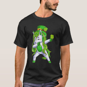 St Patricks Day Girls Dabbing Unicorn Leprechaun L T-Shirt