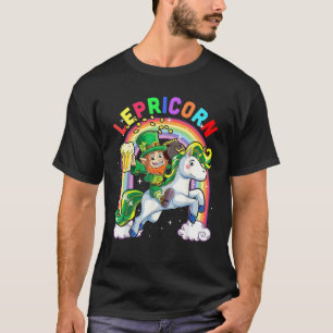 St Patricks Day Girls DABBING UNICORN LEPRECHAUN L T-Shirt