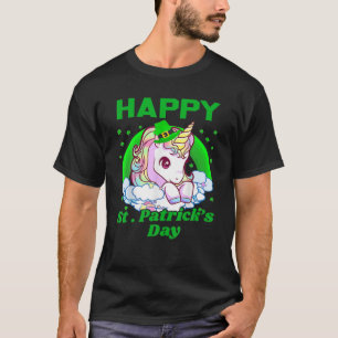 St Patricks Day Girls Kids Cute Unicorn Leprechaun T-Shirt