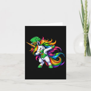 St Patricks Day Girls Women Boys Dabbing Unicorn L Card