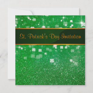 St. Patrick's Day Glitter Shamrock Invitation