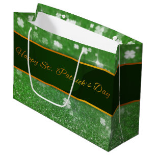 St. Patrick's Day Glitter Shamrock Large Gift Bag