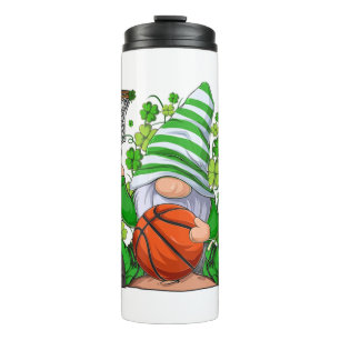 St Patrick's Day Gnome Holding Basketball Lucky Bo Thermal Tumbler