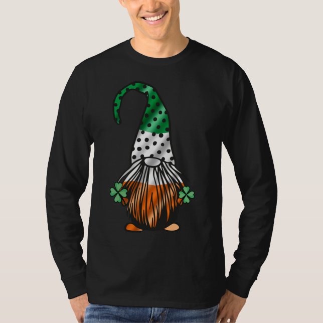 St Patrick's Day Gnome Long Legged Gnomes Irish Gr T-Shirt (Front)