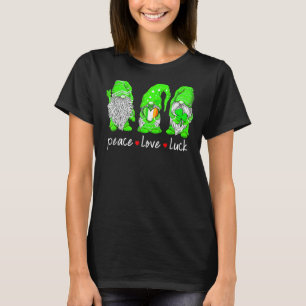 St Patrick's Day Gnome Peace Love Luck Heart Shamr T-Shirt
