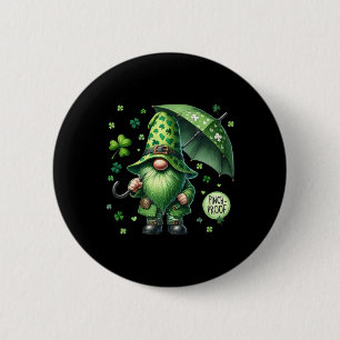 St Patricks Day Gnome With Green Beard Funny Pinch 6 Cm Round Badge