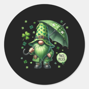 St Patricks Day Gnome With Green Beard Funny Pinch Classic Round Sticker