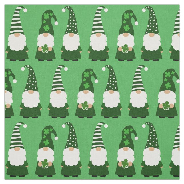 St Patricks Day Gnomes Cute Green Fabric (Swatch)