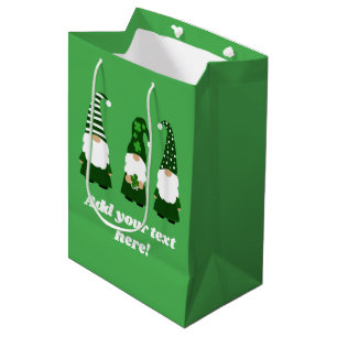 St Patricks Day Gnomes Cute Personalised Medium Gift Bag