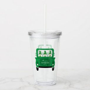 St. Patrick's Day Gnomes in Truck Acrylic Tumbler