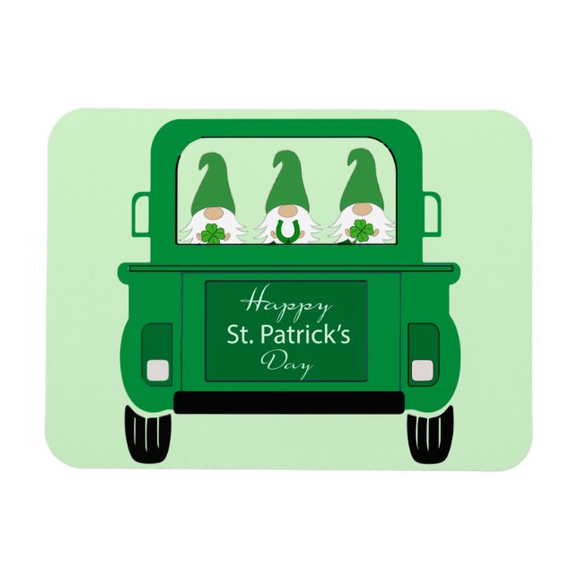 St. Patrick's Day Gnomes in Truck Magnet (Horizontal)