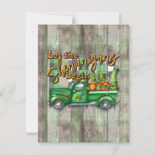 St. Patrick's Day Gnomes In Truck Shenanigans  Holiday Card