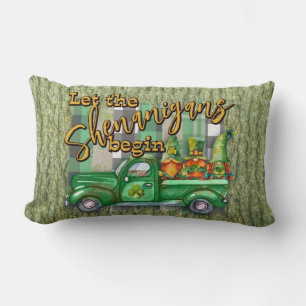 St. Patrick's Day Gnomes In Truck Shenanigans Lumbar Cushion