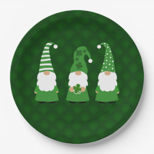 St Patricks Day Gnomes Paper Plate