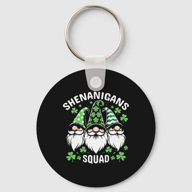 St Patricks Day Gnomes Shenanigans Squad 2024 Men  Key Ring (Front)