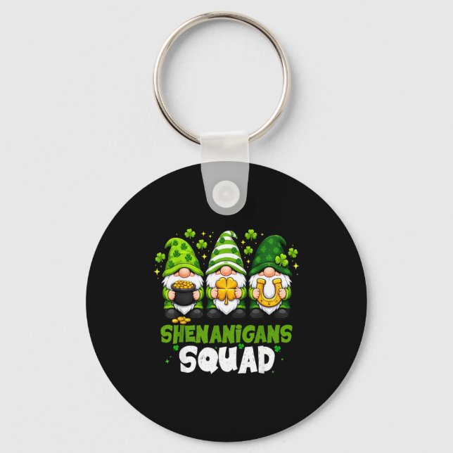 St patricks day gnomes shenanigans squad saint key ring (Front)