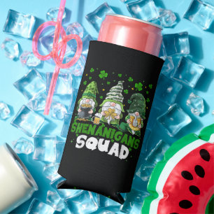St Patricks Day Gnomes Shenanigans Squad Saint Seltzer Can Cooler
