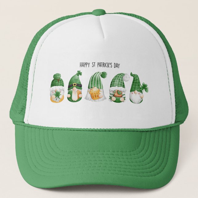  St Patrick's Day Gnomes Trucker Hat (Front)
