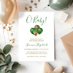 St. Patrick's Day Gold Green Balloons Baby Shower Invitation<br><div class="desc">This gender-neutral St. Patrick's Day themed baby shower invitation features the words "O'Baby" in trendy green handwriting font over a cluster of green and gold balloons; one of the gold balloons is topped with dripping green glitter. Customise with the name of the mum-to-be in matching green handwriting, along with the...</div>