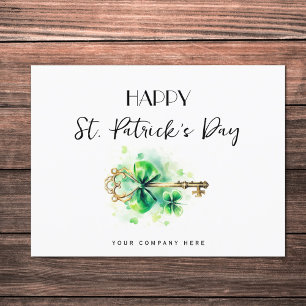 St. Patrick's Day Gold Key Four Leaf Clover Realty Holiday Postcard