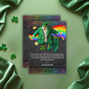 St. Patrick's Day Gold Rainbow Clover Baby Shower Enclosure Card