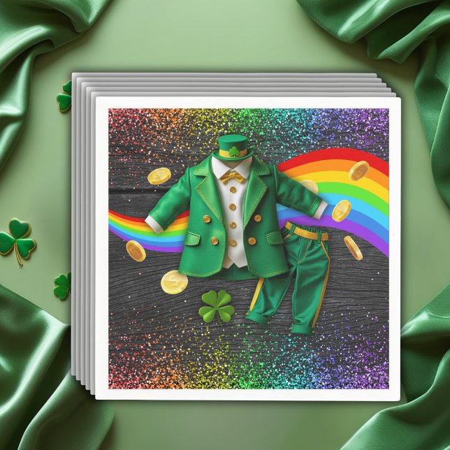 St. Patrick's Day Gold Rainbow Clover Baby Shower Napkin (Creator Uploaded)