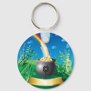 St. Patrick's Day Gold Rainbow Key Ring