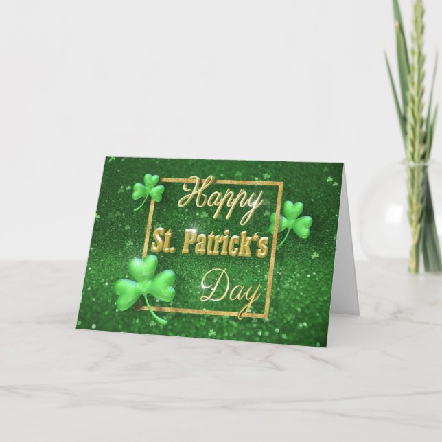 St. Patrick's Day Gold Shamrock Card (Front)