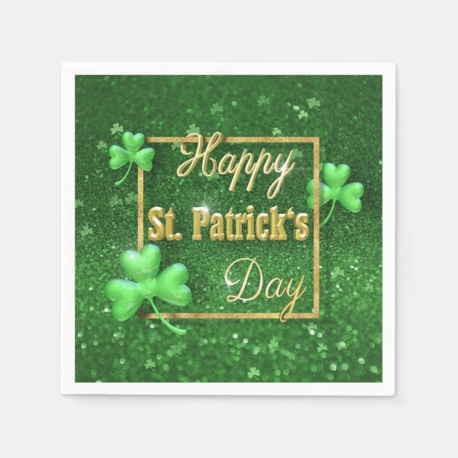 St. Patrick's Day Gold Shamrock Napkin (Front)