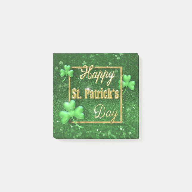 St. Patrick's Day Gold Shamrock Post-it Notes (Front)