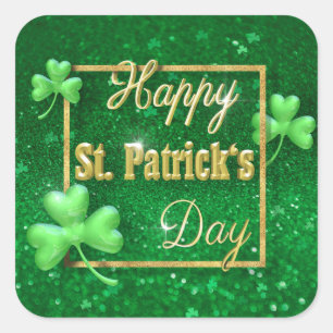 St. Patrick's Day Gold Shamrock Square Sticker
