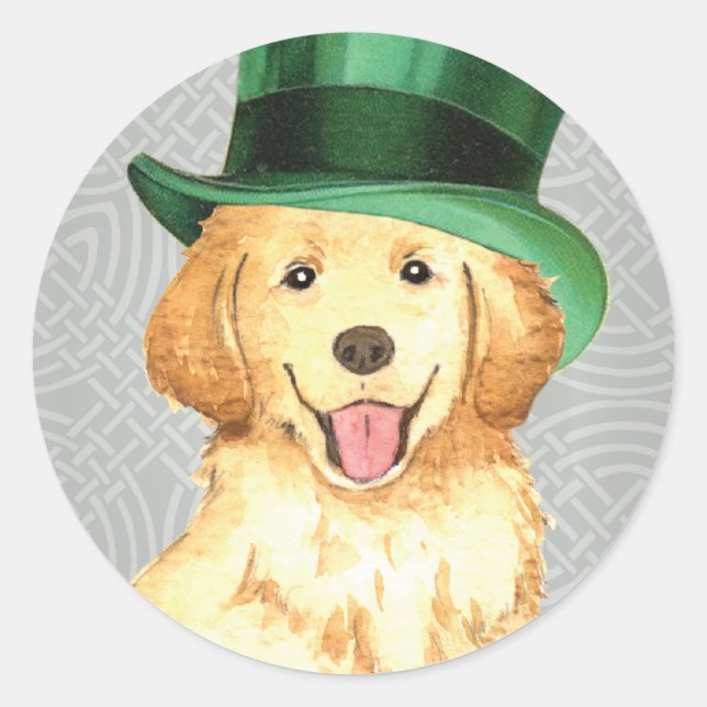 St. Patrick's Day Golden Classic Round Sticker (Front)