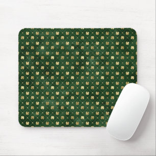 St Patricks Day Golden Clover Shamrock Vintage Mouse Pad