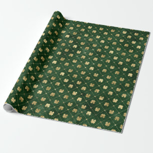 St Patricks Day Golden Clover Shamrock Vintage Wrapping Paper