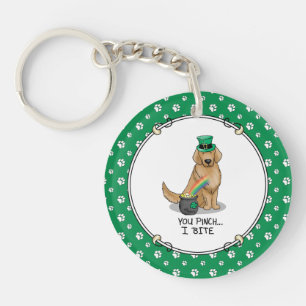 St. Patrick's Day Golden Retriever Dog Key Ring