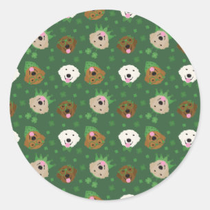 St Patricks Day Golden Retriever Dogs Classic Round Sticker