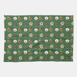 St Patricks Day Golden Retriever Dogs Tea Towel