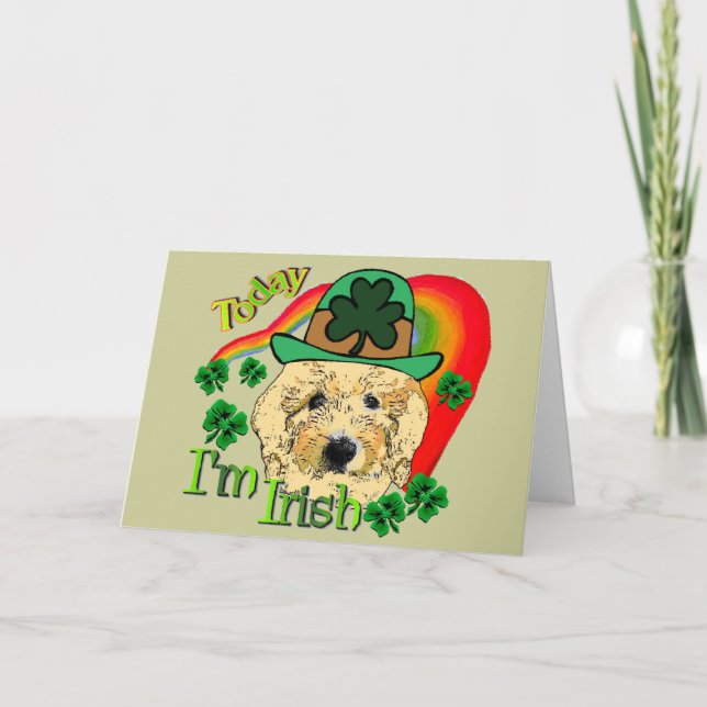 St Patricks Day Goldendoodle Card (Front)