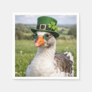 St. Patrick's Day Goose With Glasses Napkin