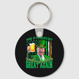 St Patrick's Day Great Again Funny Trump 3 Key Ring