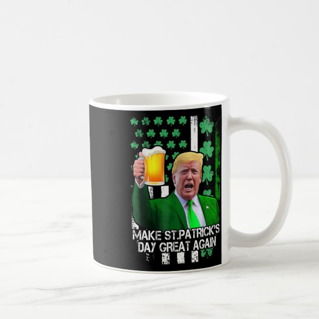 St Patrick's Day Great Again Funny Trump With Usa  Coffee Mug (Right)