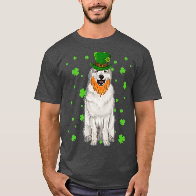 St Patricks Day Great Pyrenee Dog Shamrock Gift T-Shirt (Front)