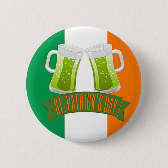 St. Patrick's Day Green Beer 6 Cm Round Badge (Front)