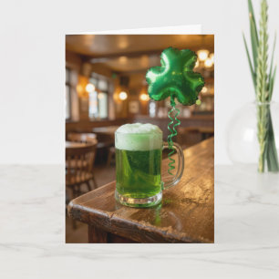 St. Patrick's Day Green Beer and Balloon Card