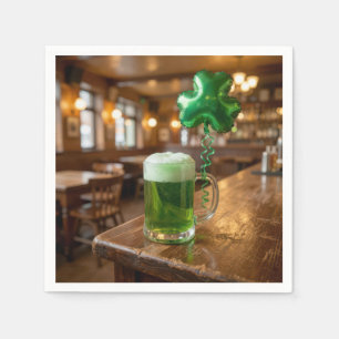St. Patrick's Day Green Beer and Balloon Napkin