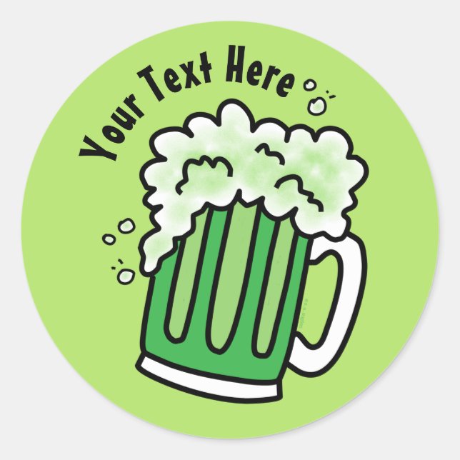 St Patrick's Day Green Beer Classic Round Sticker (Front)