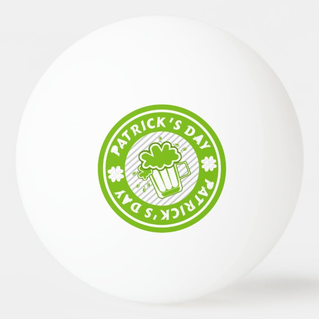 St. Patricks Day Green Beer Design Ping Pong Ball (Back)