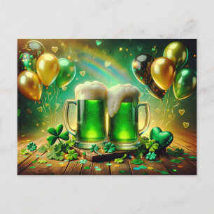 St. Patrick's Day Green Beer Holiday Postcard