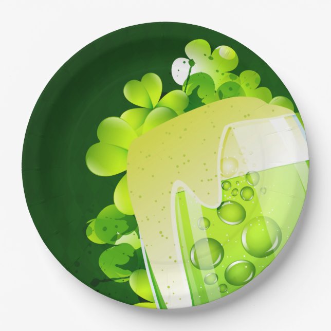 St. Patrick's Day Green Beer Paper Plate (Front)