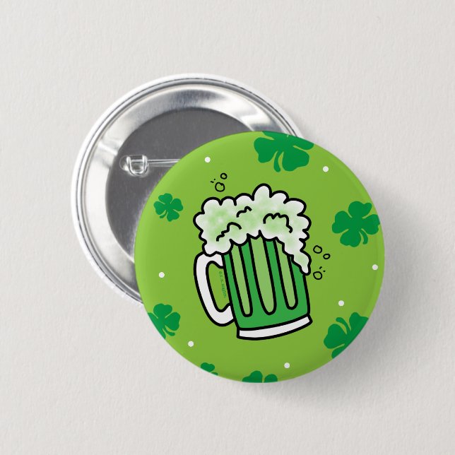 St Patrick's Day Green Beer Pattern 6 Cm Round Badge (Front & Back)